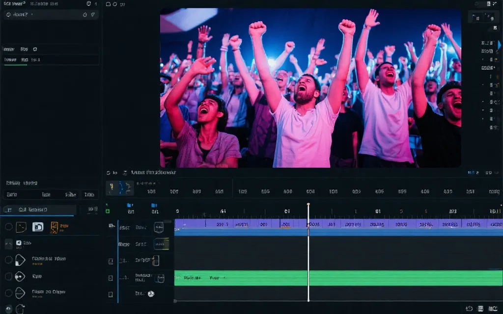 手机屏幕上的短视频剪辑时间轴与球迷元素拼贴